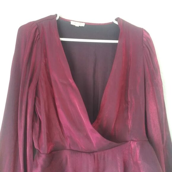 Peach wine metallic long sleeve women's size L blouse - Picture 2 of 13